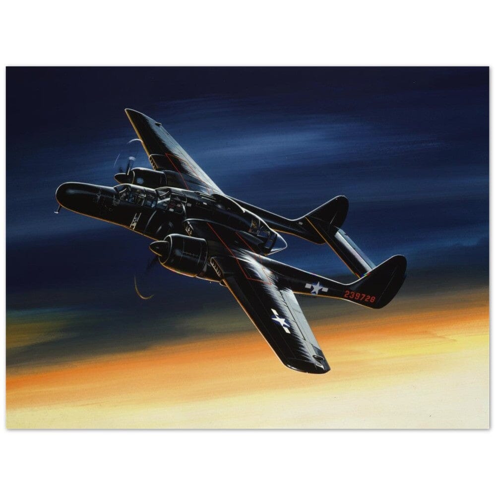 Thijs Postma - Poster - Northrop P-61 Black Widow With Sunset Poster Only TP Aviation Art 45x60 cm / 18x24″ 