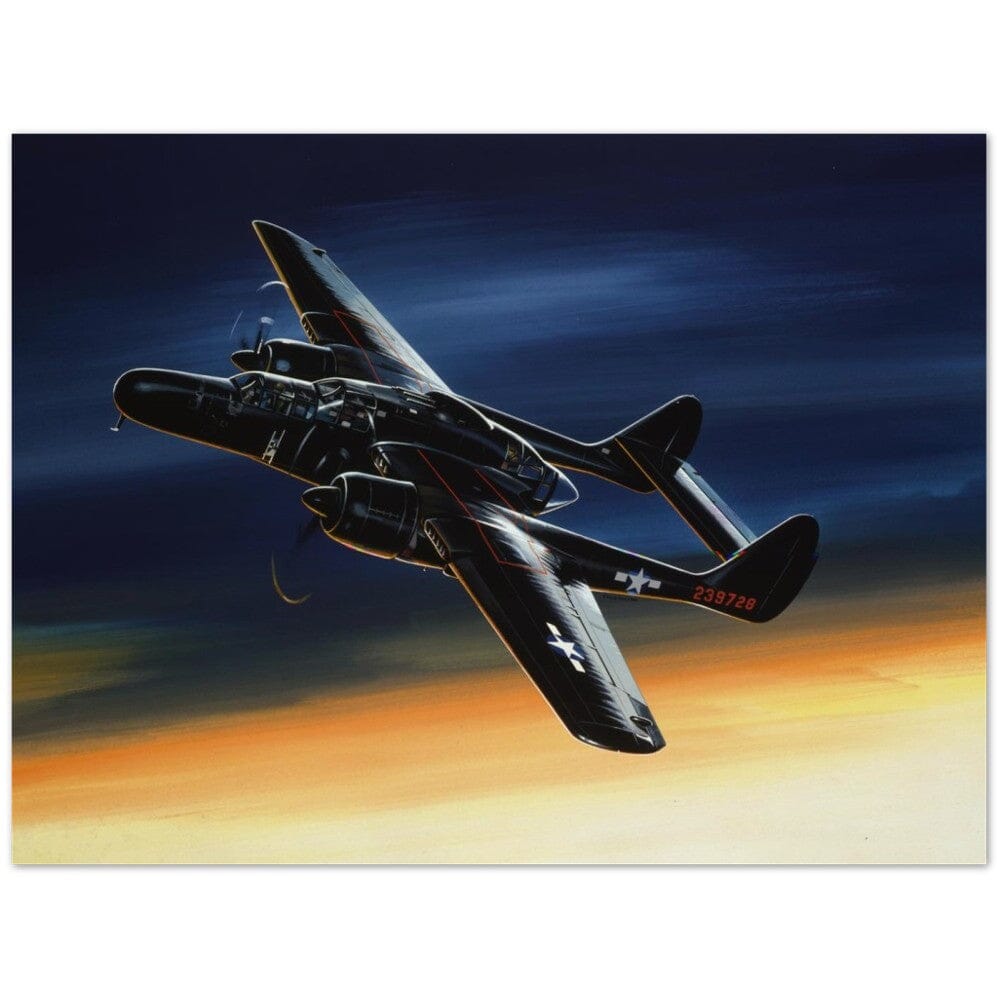 Thijs Postma - Poster - Northrop P-61 Black Widow With Sunset Poster Only TP Aviation Art 60x80 cm / 24x32″ 