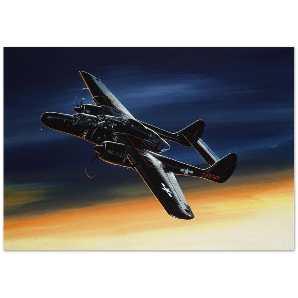 Thijs Postma - Poster - Northrop P-61 Black Widow With Sunset Poster Only TP Aviation Art 70x100 cm / 28x40″ 