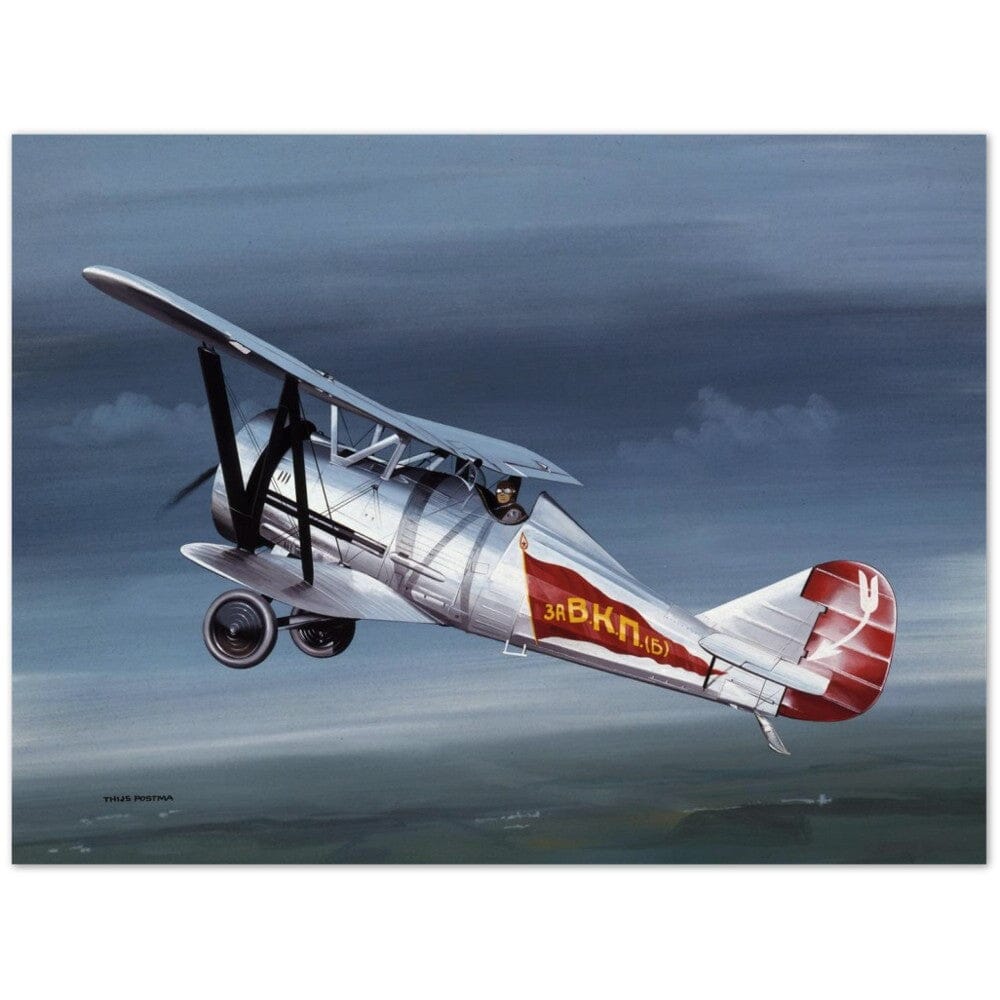 Thijs Postma - Poster - Polikarpov I-5 In The Sky Poster Only TP Aviation Art 60x80 cm / 24x32″ 