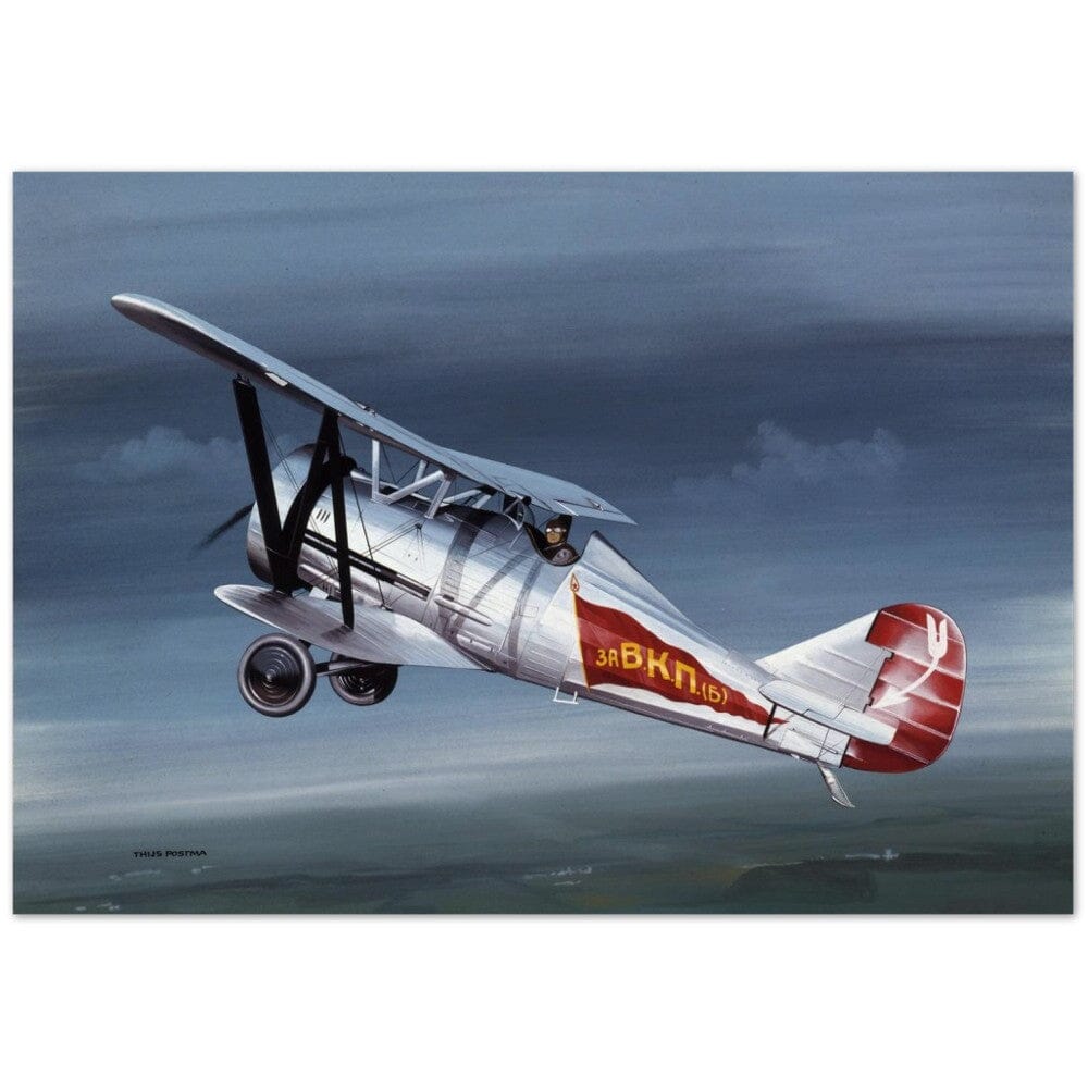 Thijs Postma - Poster - Polikarpov I-5 In The Sky Poster Only TP Aviation Art 70x100 cm / 28x40″ 