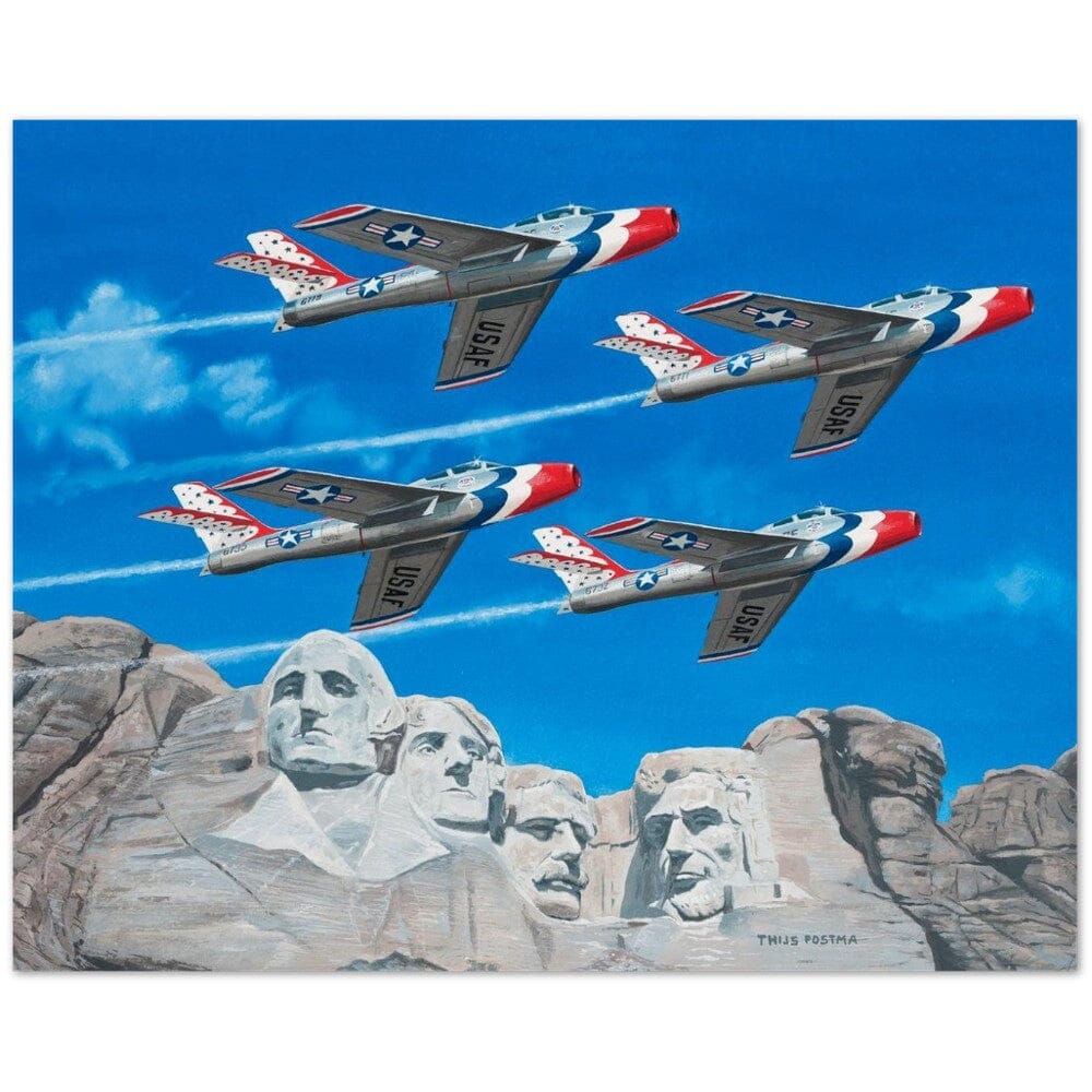 Thijs Postma - Poster - Republic F-84 Thunderbirds At Mount Rushmore Poster Only TP Aviation Art 40x50 cm / 16x20″ 