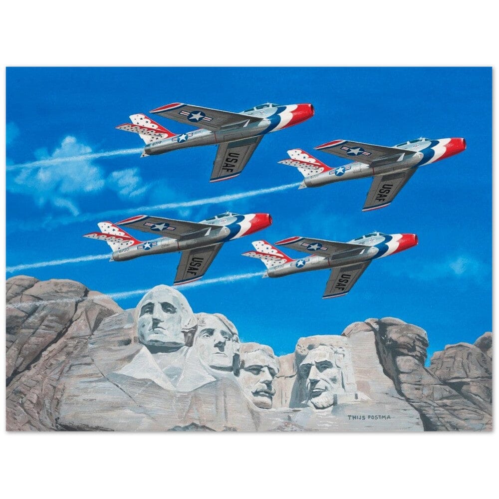 Thijs Postma - Poster - Republic F-84 Thunderbirds At Mount Rushmore Poster Only TP Aviation Art 45x60 cm / 18x24″ 