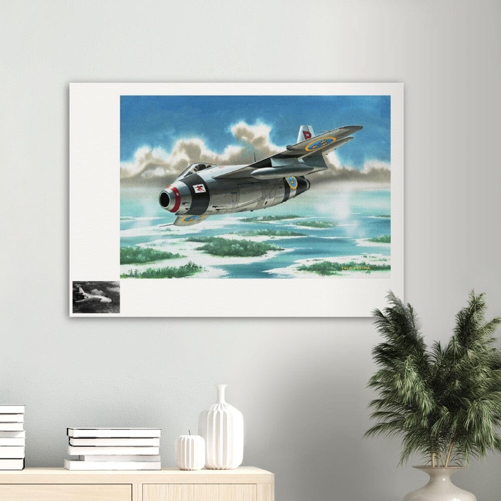 Thijs Postma - Poster - SAAB J-29 Tunnan Over Sweden Poster Only TP Aviation Art 