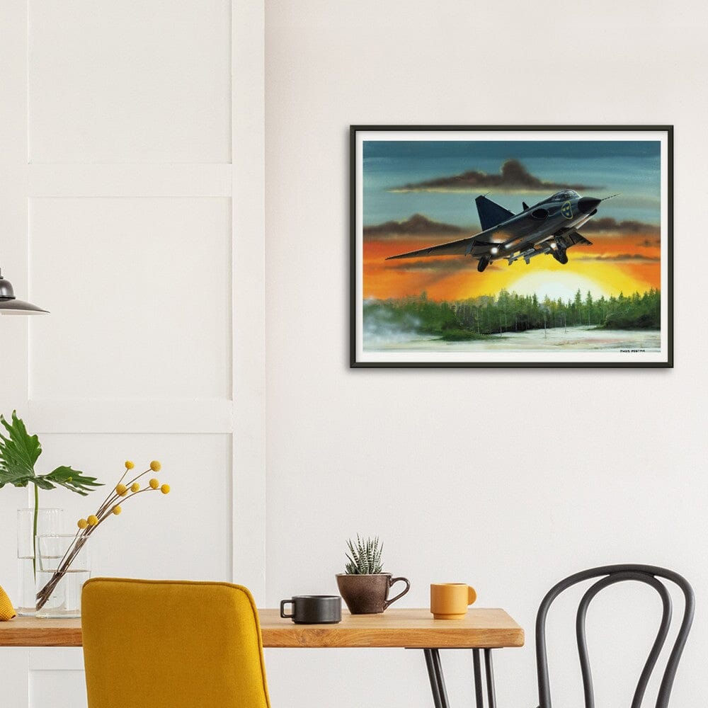 Thijs Postma - Poster - SAAB J-35 Draken - Metal Frame Poster - Metal Frame TP Aviation Art 