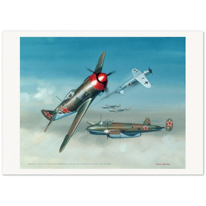 Thijs Postma - Poster - Soviet Lavochkin La-5 Escorting Petlyakov Pe-2's Poster Only TP Aviation Art 50x70 cm / 20x28″ 