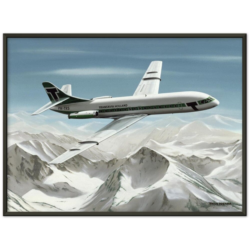 Thijs Postma - Poster - Sud-Est SE-210 Caravelle Transavia - Metal Frame Poster - Metal Frame TP Aviation Art 