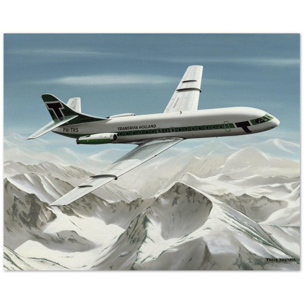 Thijs Postma - Poster - Sud-Est SE-210 Caravelle Transavia Poster Only TP Aviation Art 40x50 cm / 16x20″ 