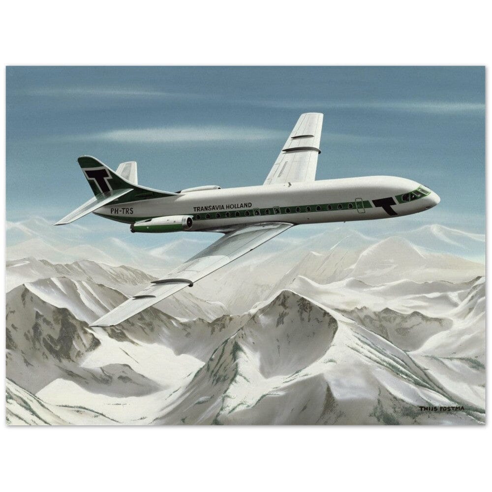 Thijs Postma - Poster - Sud-Est SE-210 Caravelle Transavia Poster Only TP Aviation Art 60x80 cm / 24x32″ 