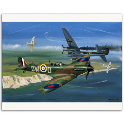 Thijs Postma - Poster - Supermarine Spitfire Mk.1 Battle Of Britain Poster Only TP Aviation Art 40x50 cm / 16x20″ 