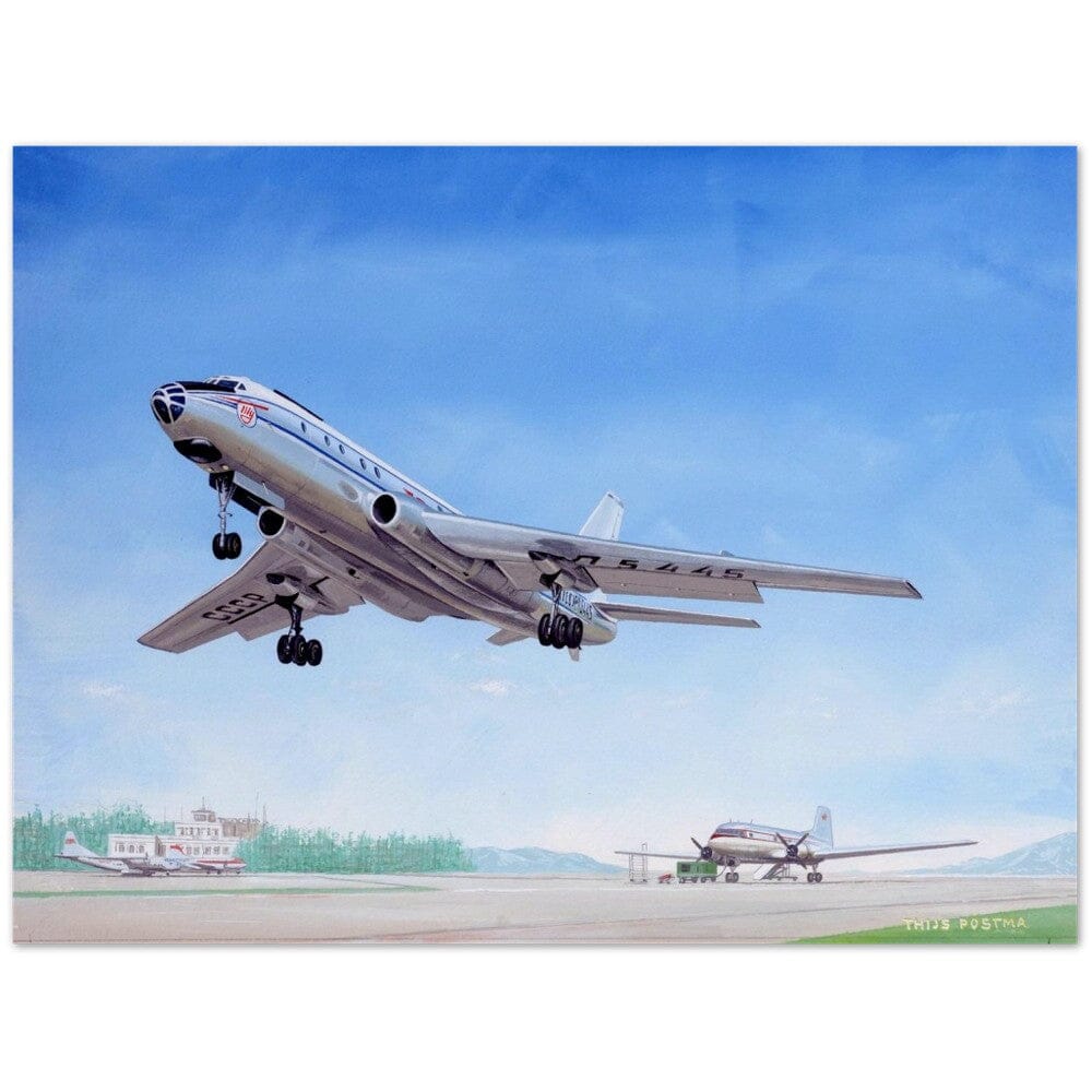 Thijs Postma - Poster - Tupolev Tu-104 Taking Off Poster Only TP Aviation Art 45x60 cm / 18x24″ 