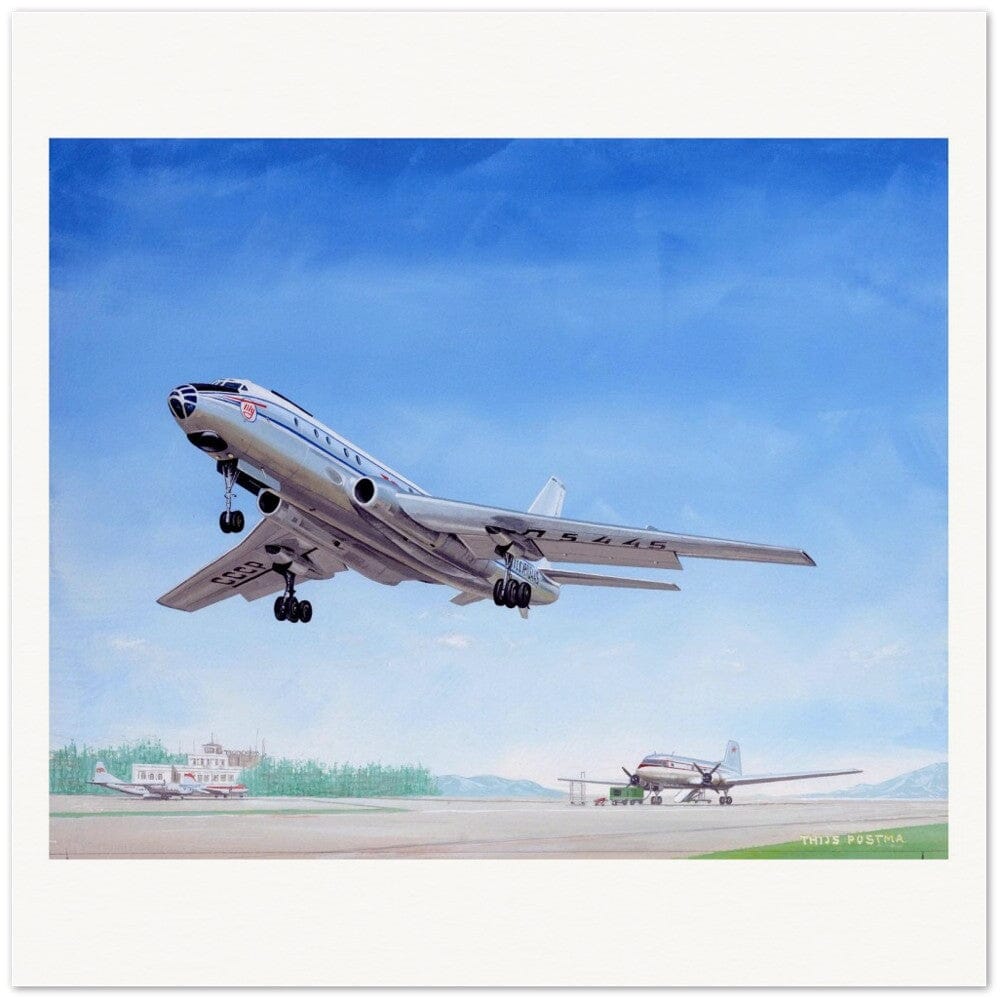 Thijs Postma - Poster - Tupolev Tu-104 Taking Off Poster Only TP Aviation Art 70x70 cm / 28x28″ 