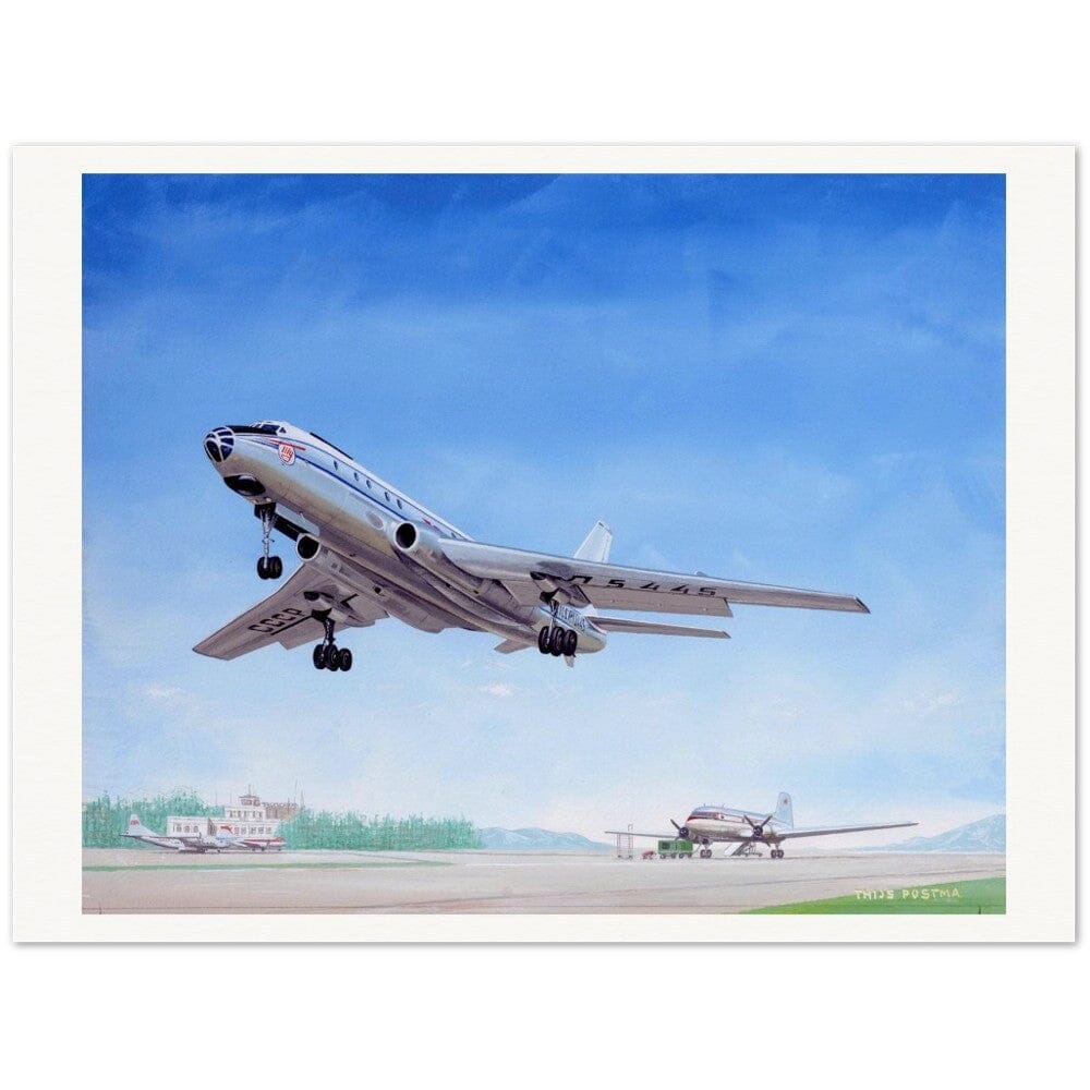 Thijs Postma - Poster - Tupolev Tu-104 Taking Off Poster Only TP Aviation Art 75x100 cm / 30x40″ 