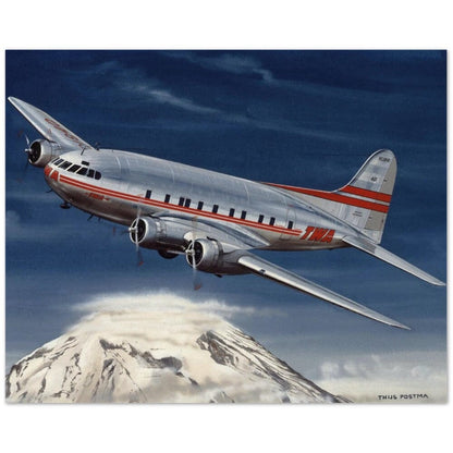 Thijs Postma - Poster - TWA Boeing 307B Stratoliner Snowy Mountain Poster Only TP Aviation Art 40x50 cm / 16x20″ 