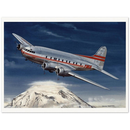 Thijs Postma - Poster - TWA Boeing 307B Stratoliner Snowy Mountain Poster Only TP Aviation Art 60x80 cm / 24x32″ 