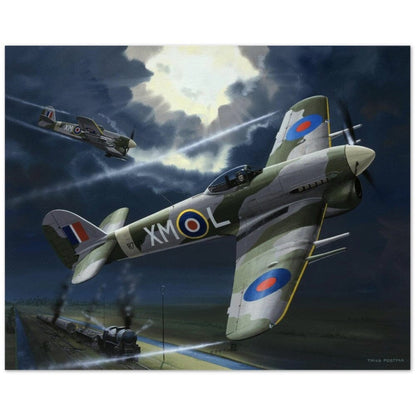 Thijs Postma - Poster - Two Hawker Typhoons Disabling A Train Poster Only TP Aviation Art 40x50 cm / 16x20″ 