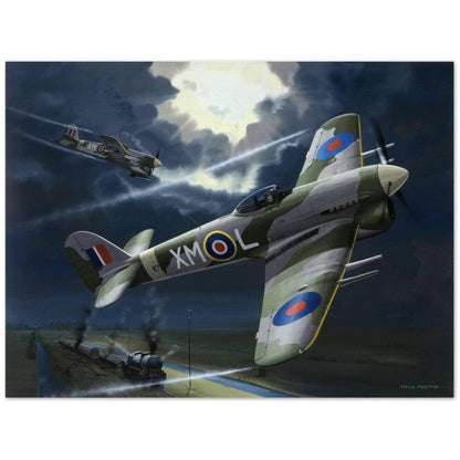 Thijs Postma - Poster - Two Hawker Typhoons Disabling A Train Poster Only TP Aviation Art 45x60 cm / 18x24″ 