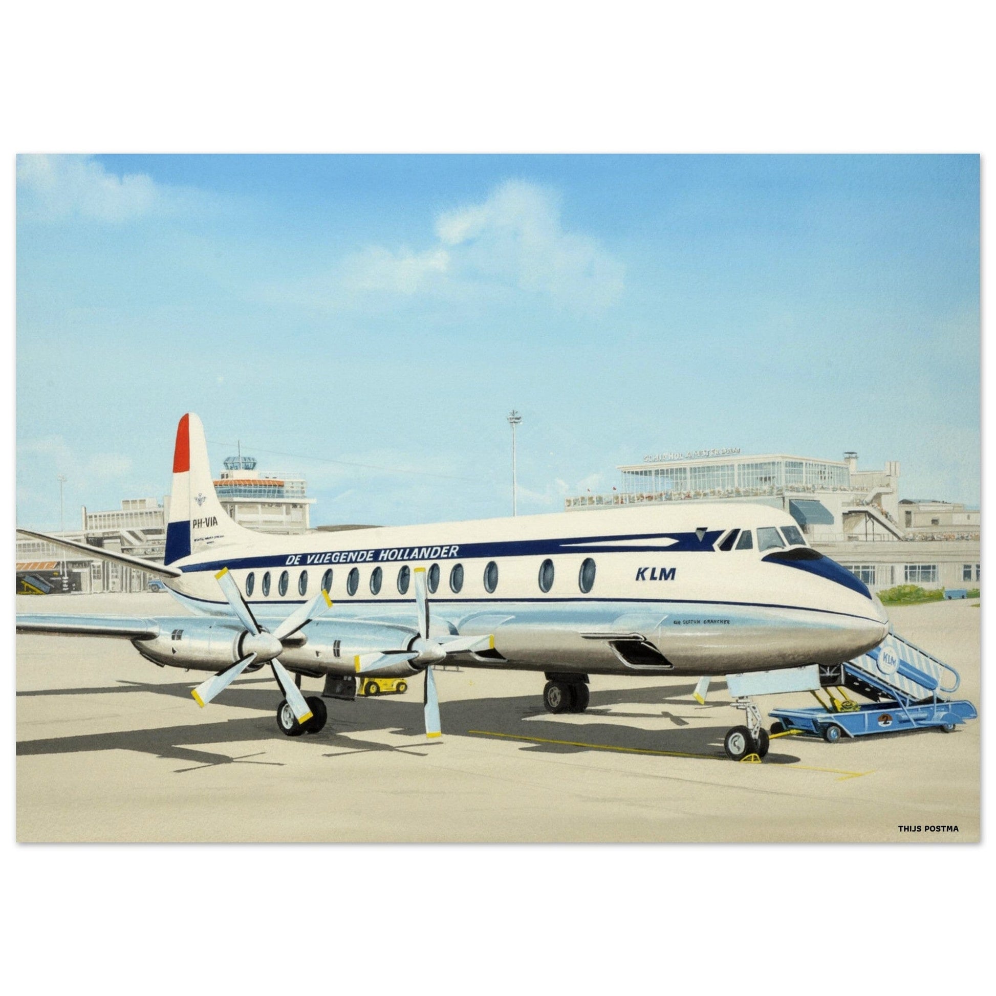Thijs Postma - Poster - Vickers Viscount At Schiphol Poster Only TP Aviation Art 50x70 cm / 20x28″ 