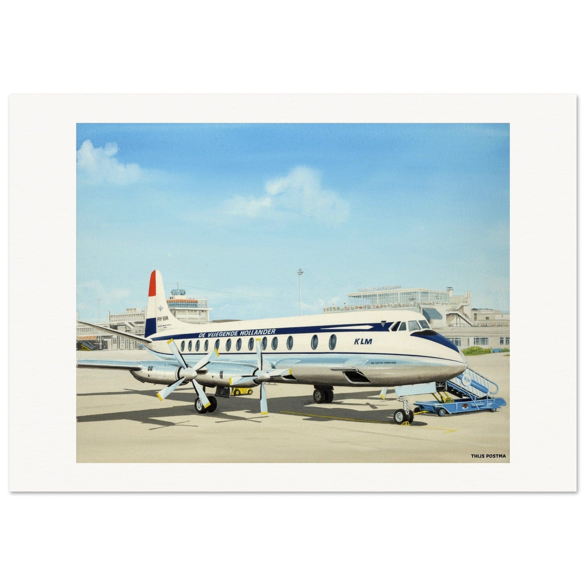 Thijs Postma - Poster - Vickers Viscount At Schiphol Poster Only TP Aviation Art 70x100 cm / 28x40″ 