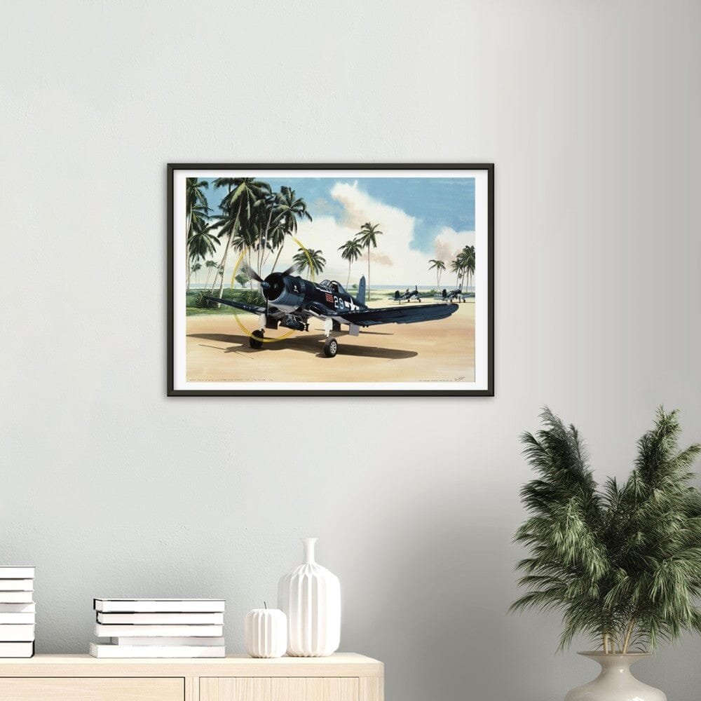 Thijs Postma - Poster - Vought F4U-1A Corsair Of Lt Ike Kepford In The Pacific - Metal Frame Poster - Metal Frame TP Aviation Art 