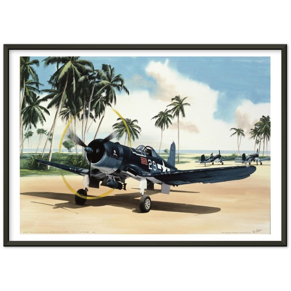 Thijs Postma - Poster - Vought F4U-1A Corsair Of Lt Ike Kepford In The Pacific - Metal Frame Poster - Metal Frame TP Aviation Art 