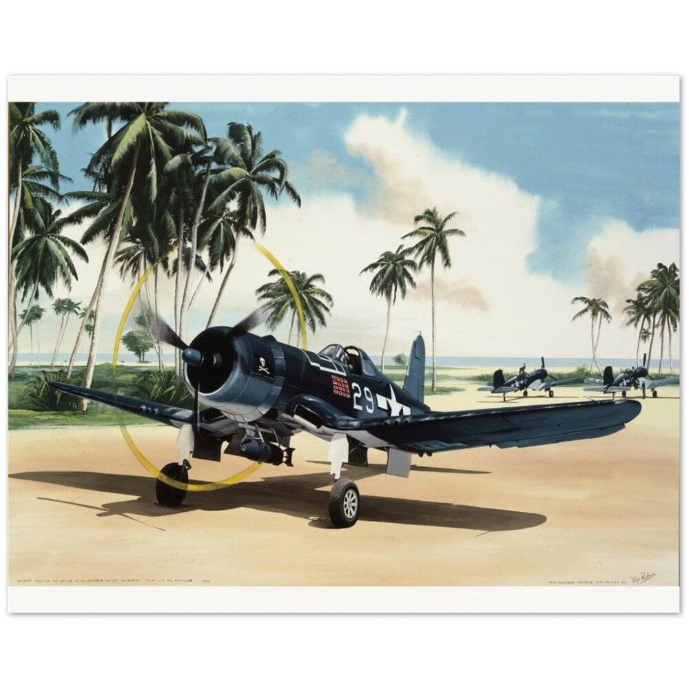 Thijs Postma - Poster - Vought F4U-1A Corsair Of Lt Ike Kepford In The Pacific Poster Only TP Aviation Art 40x50 cm / 16x20″ 