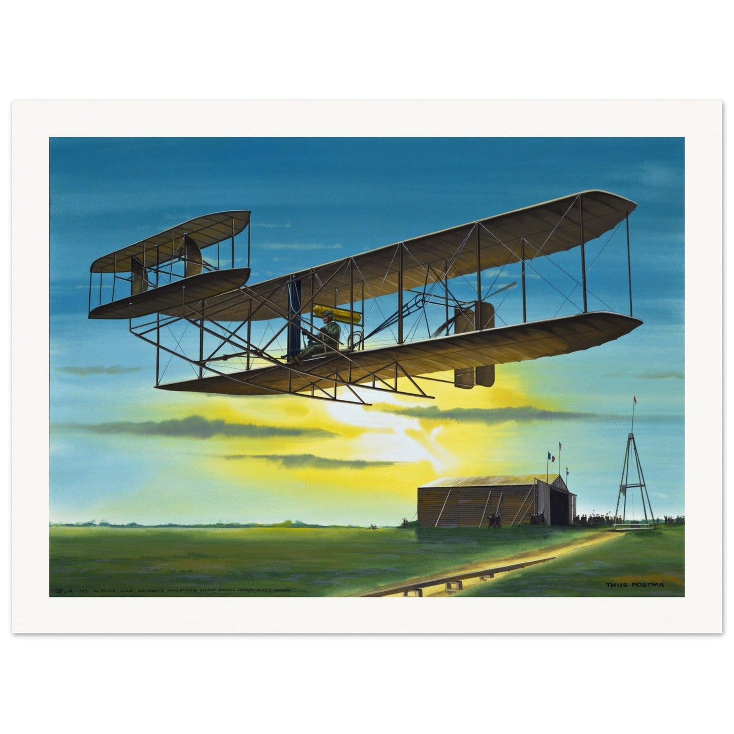 Thijs Postma - Poster - Wright Flyer First Flight Over The Netherlands 1909 Poster Only TP Aviation Art 60x80 cm / 24x32″ 