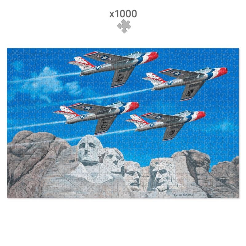 Thijs Postma - Puzzle - Republic F-84 Thunderbirds At Mount Rushmore - 1000 pieces Jigsaw Puzzles TP Aviation Art 