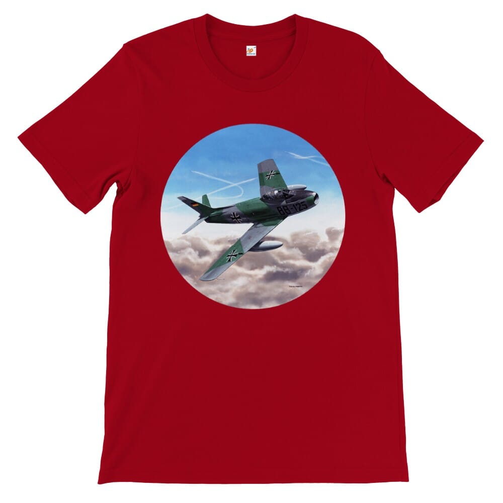 Thijs Postma - T-shirt - Canadair Sabre Mk.5 Luftwaffe - Premium Unisex T-shirt TP Aviation Art Red S 