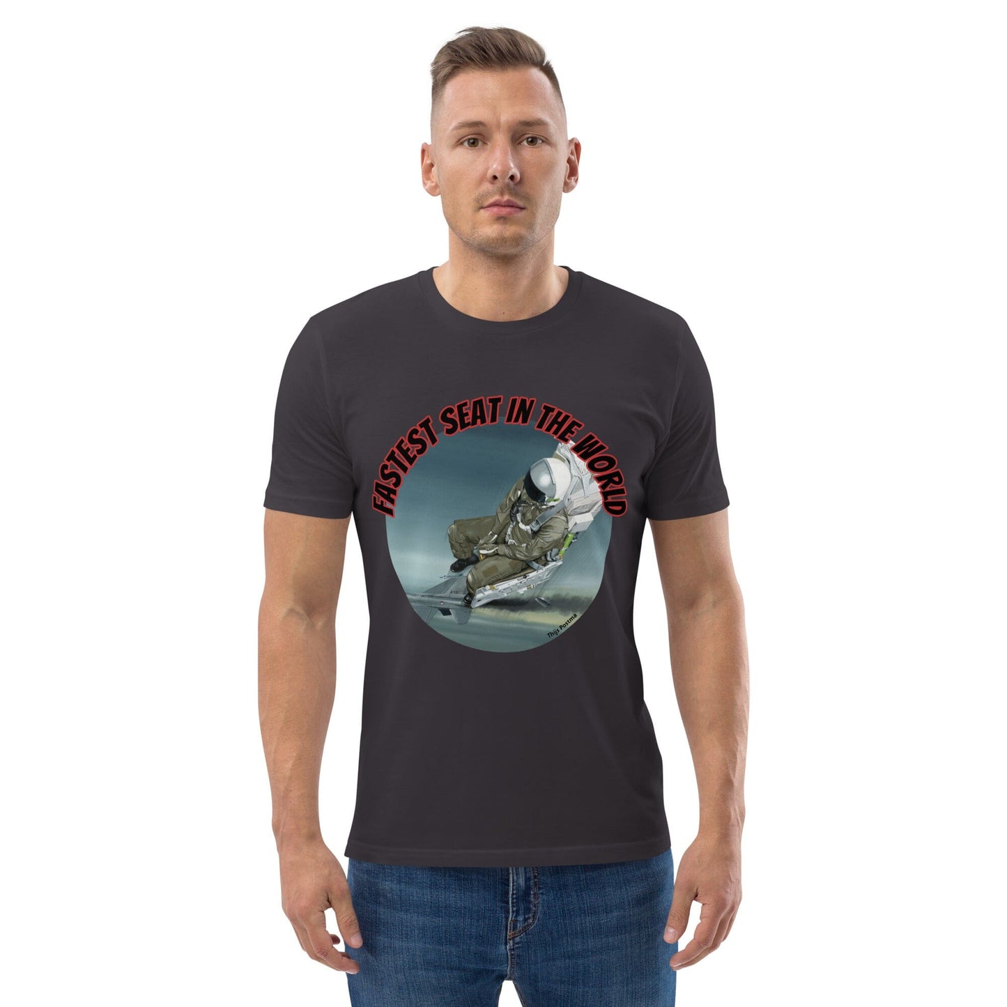 Thijs Postma - T-shirt - F-16A Falcon Ejection Seat - Unisex Organic Cotton T-shirt TP Aviation Art Anthracite S 