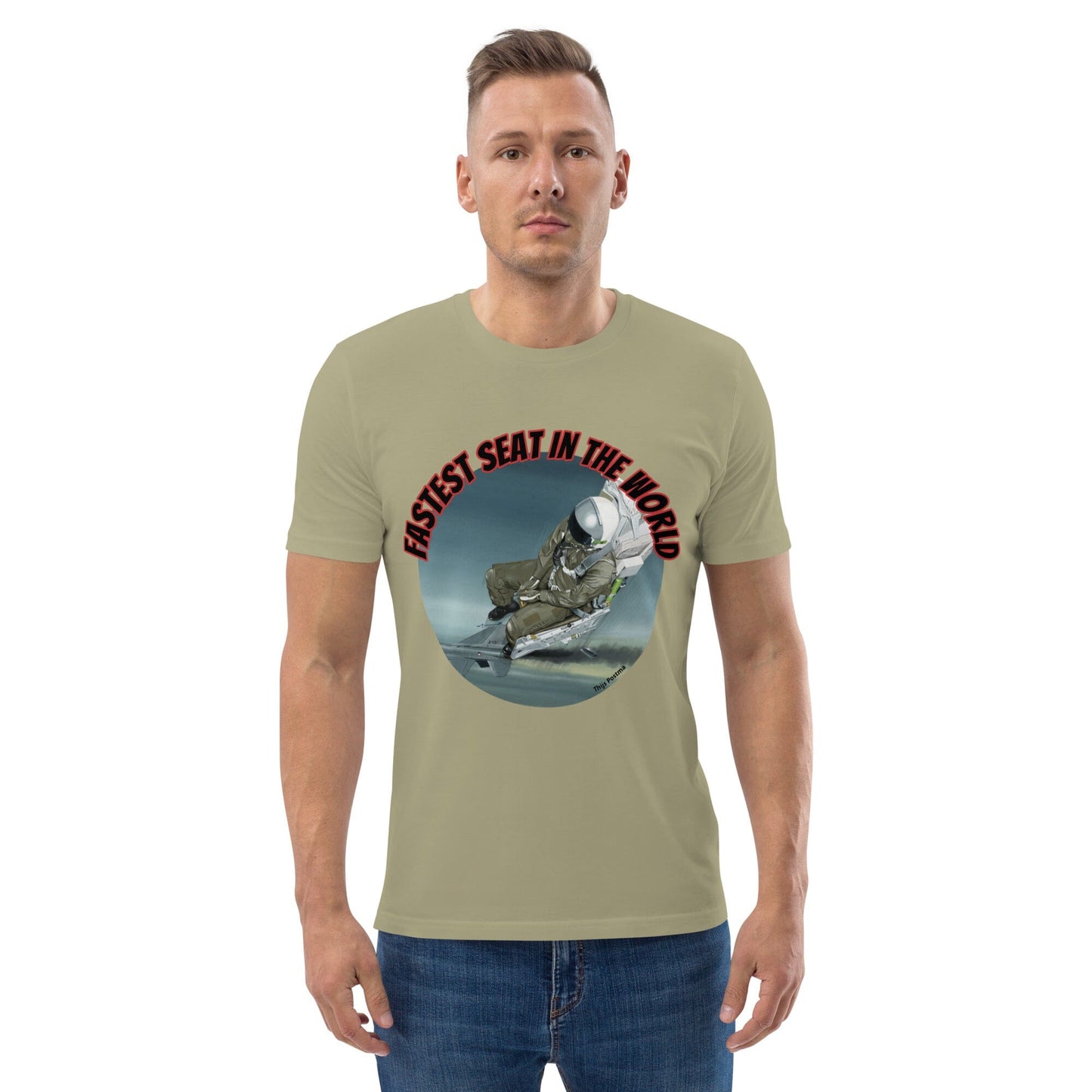 Thijs Postma - T-shirt - F-16A Falcon Ejection Seat - Unisex Organic Cotton T-shirt TP Aviation Art Sage S 