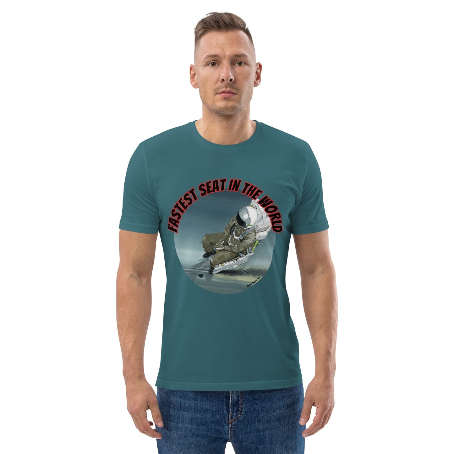 Thijs Postma - T-shirt - F-16A Falcon Ejection Seat - Unisex Organic Cotton T-shirt TP Aviation Art Stargazer S 