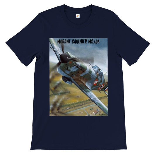 Thijs Postma - T-shirt - Morane Saulnier MS.406 In Action In 1940 - Premium Unisex T-shirt TP Aviation Art 