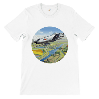 Thijs Postma - T-shirt - North American F-86K Sabre Over Dutch Landscape - Premium Unisex T-shirt TP Aviation Art 