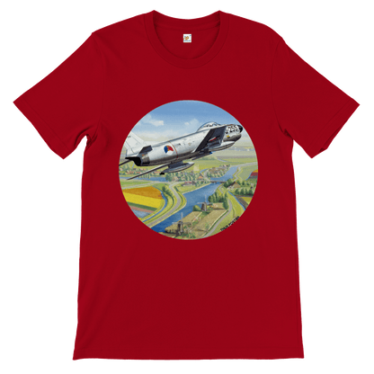 Thijs Postma - T-shirt - North American F-86K Sabre Over Dutch Landscape - Premium Unisex T-shirt TP Aviation Art 