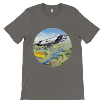 Thijs Postma - T-shirt - North American F-86K Sabre Over Dutch Landscape - Premium Unisex T-shirt TP Aviation Art 