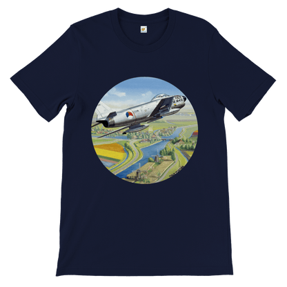 Thijs Postma - T-shirt - North American F-86K Sabre Over Dutch Landscape - Premium Unisex T-shirt TP Aviation Art 