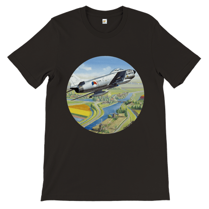 Thijs Postma - T-shirt - North American F-86K Sabre Over Dutch Landscape - Premium Unisex T-shirt TP Aviation Art 