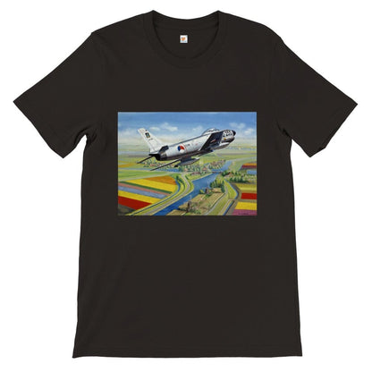 Thijs Postma - T-shirt - North American F-86K Sabre Over Dutch Landscape - Premium Unisex T-shirt TP Aviation Art Black S 
