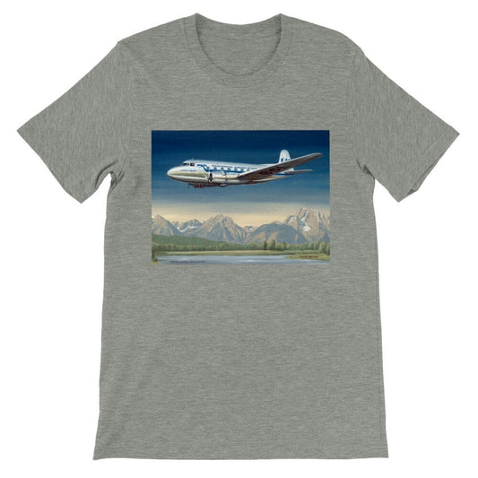Thijs Postma - T-shirt - SAAB 90A Scandia SAS Flying Over Sweden - Premium Unisex T-shirt TP Aviation Art Athletic Heather S 