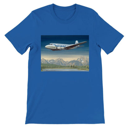 Thijs Postma - T-shirt - SAAB 90A Scandia SAS Flying Over Sweden - Premium Unisex T-shirt TP Aviation Art Royal S 