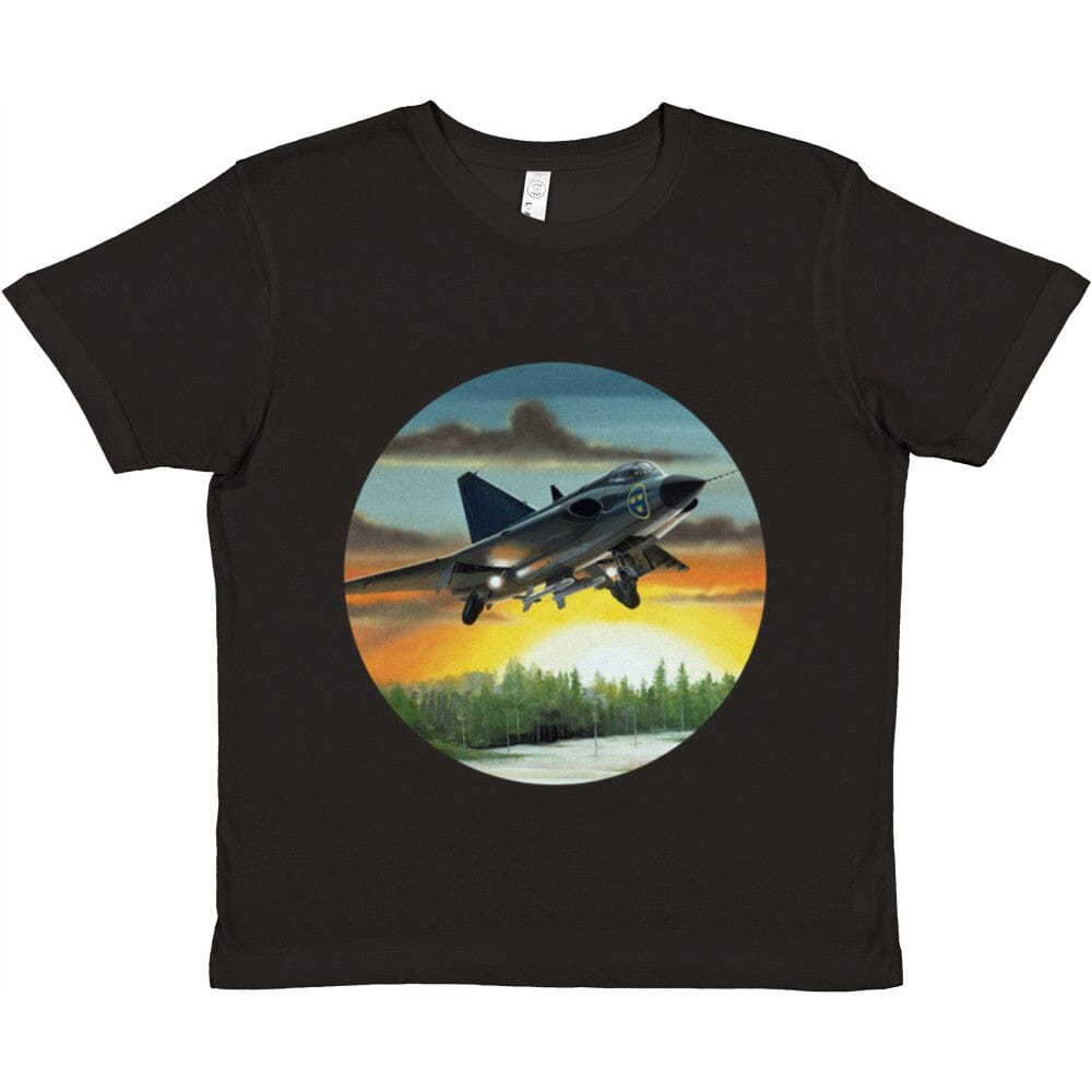 Thijs Postma - T-shirt - SAAB J-35 Draken - Premium Kids T-shirt TP Aviation Art Black XS 