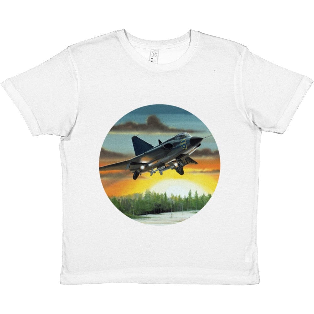 Thijs Postma - T-shirt - SAAB J-35 Draken - Premium Kids T-shirt TP Aviation Art White XS 