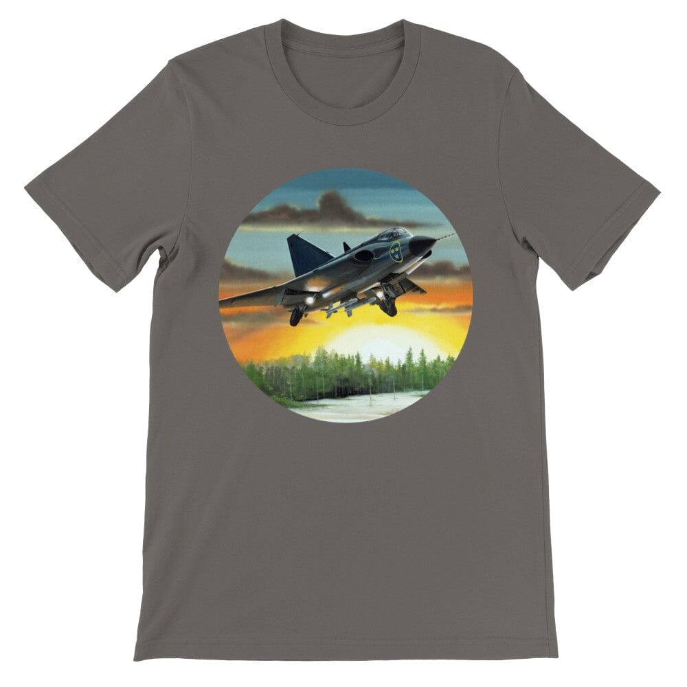 Thijs Postma - T-shirt - SAAB J-35 Draken - Premium Unisex T-shirt TP Aviation Art Asphalt S 