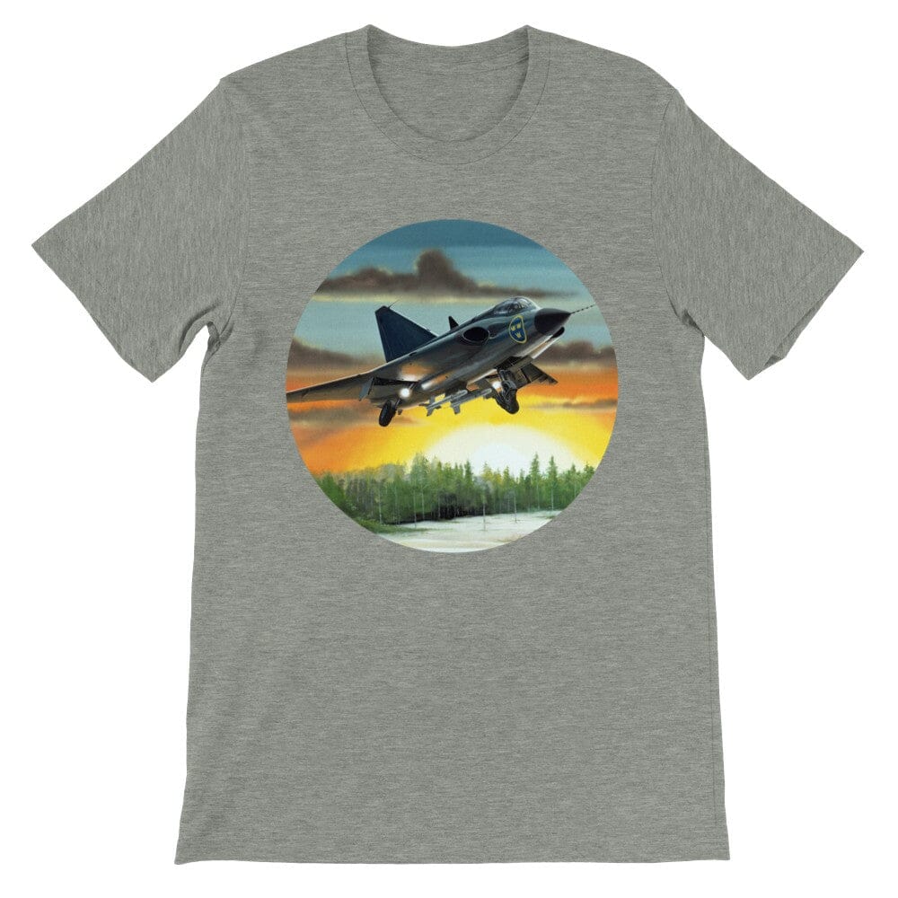Thijs Postma - T-shirt - SAAB J-35 Draken - Premium Unisex T-shirt TP Aviation Art Athletic Heather S 