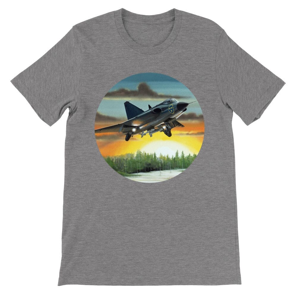 Thijs Postma - T-shirt - SAAB J-35 Draken - Premium Unisex T-shirt TP Aviation Art Dark Gray Heather S 