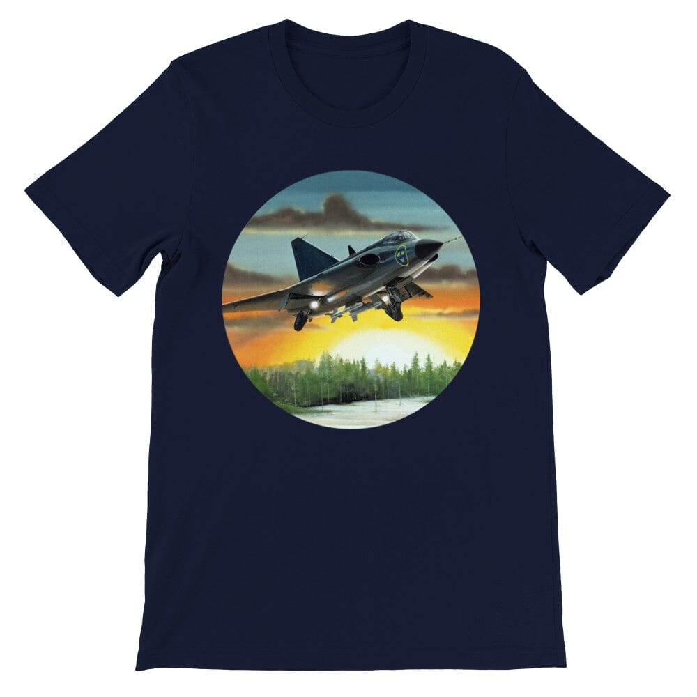 Thijs Postma - T-shirt - SAAB J-35 Draken - Premium Unisex T-shirt TP Aviation Art Navy S 