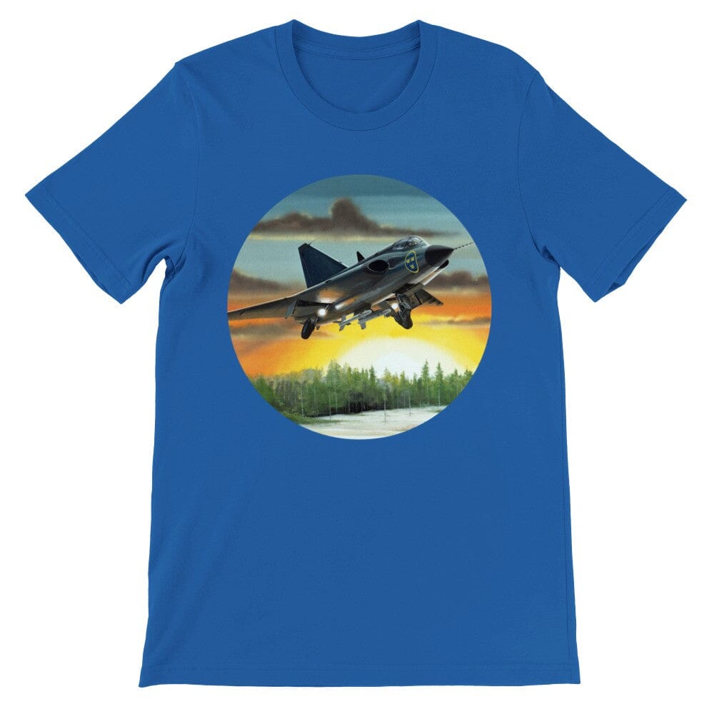 Thijs Postma - T-shirt - SAAB J-35 Draken - Premium Unisex T-shirt TP Aviation Art Royal S 