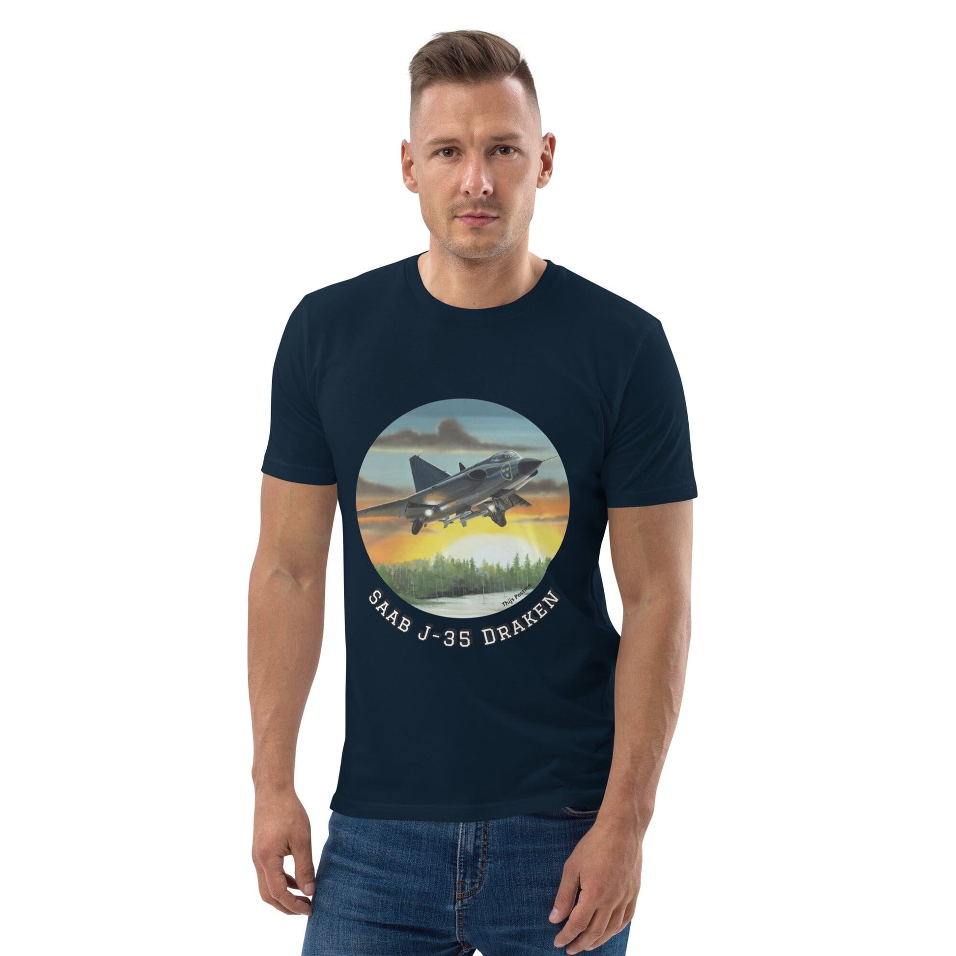 Thijs Postma - T-shirt - SAAB J-35 Draken - Unisex Organic Cotton T-shirt TP Aviation Art 