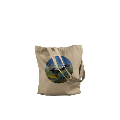 Thijs Postma - Tote Bag - North American F-86K Sabre Over Dutch Landscape - Premium Tote Bag TP Aviation Art 